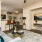 a living room with a ceiling fan